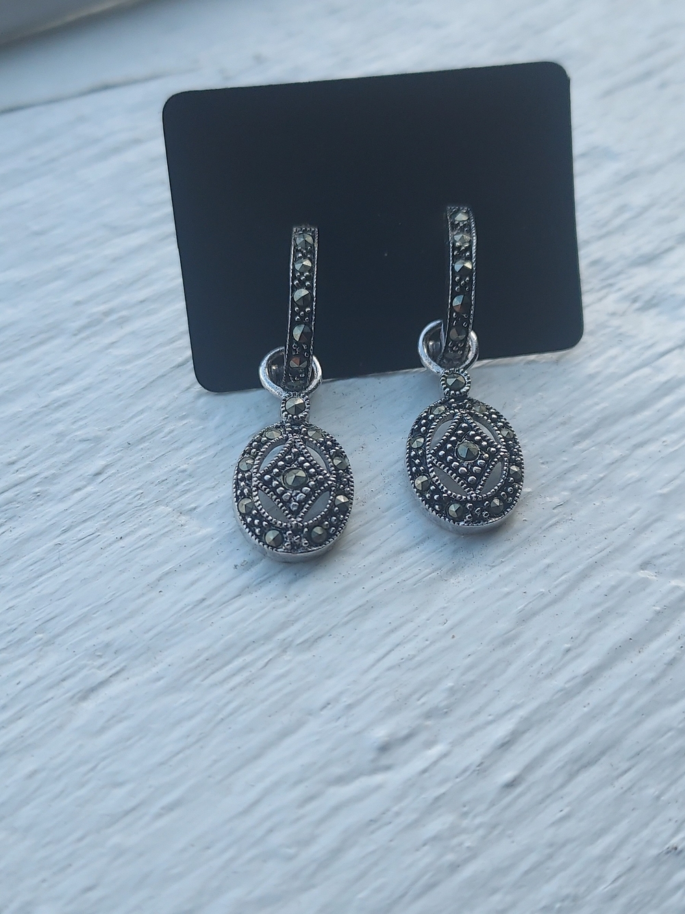 Art Deco Sterling Marcasite Drop Earrings